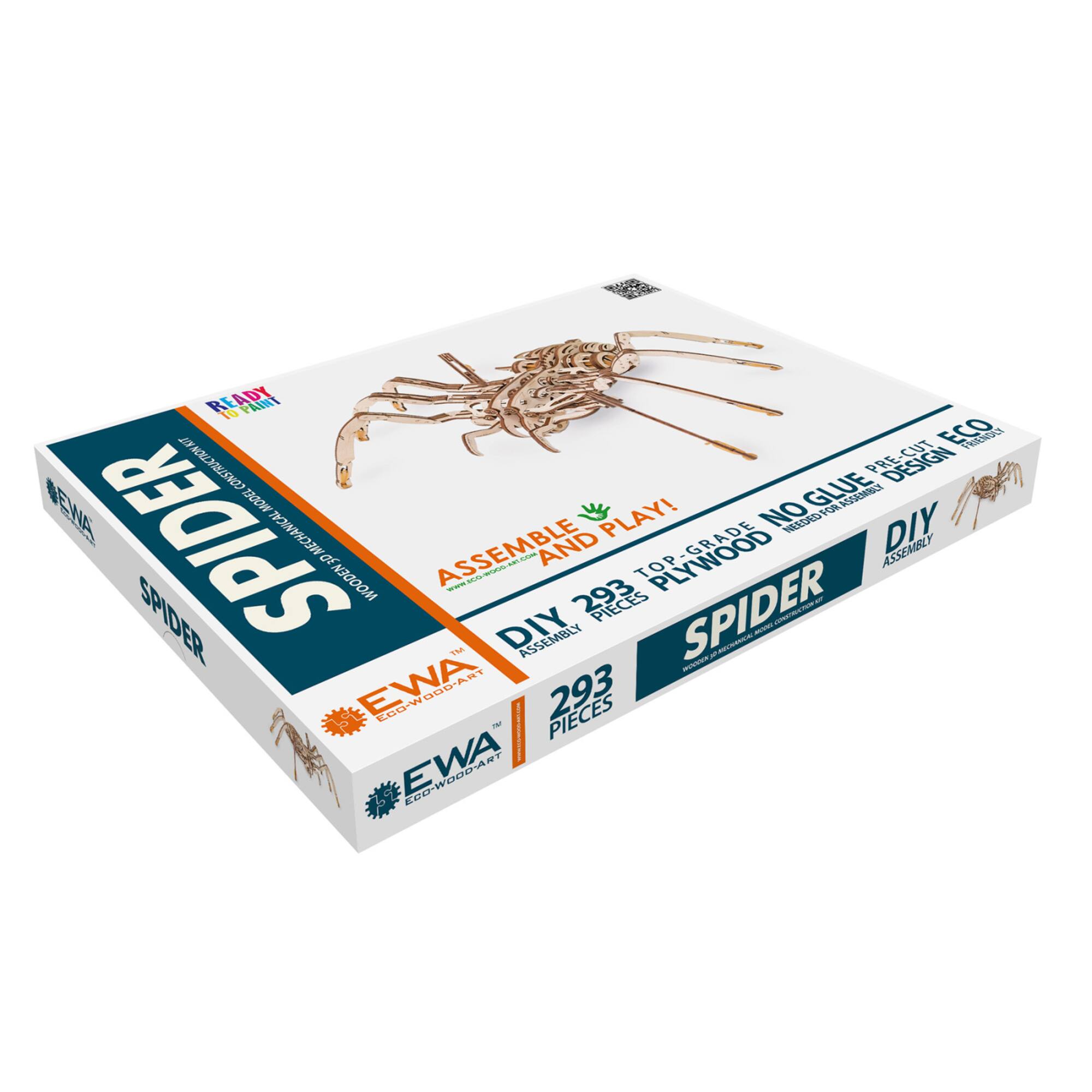 3D STEM Wooden Spider Construction Kit